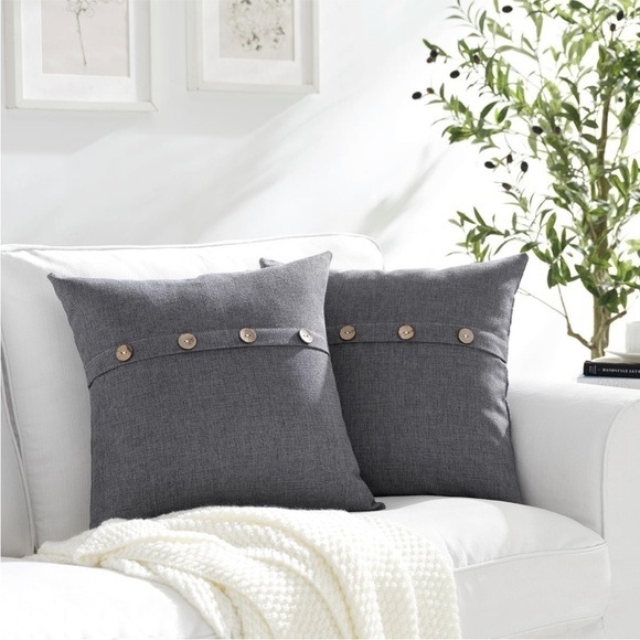 Farmhouse Mid Century Modern Bohemian Decorative Grey Linen Pillow Case Cover